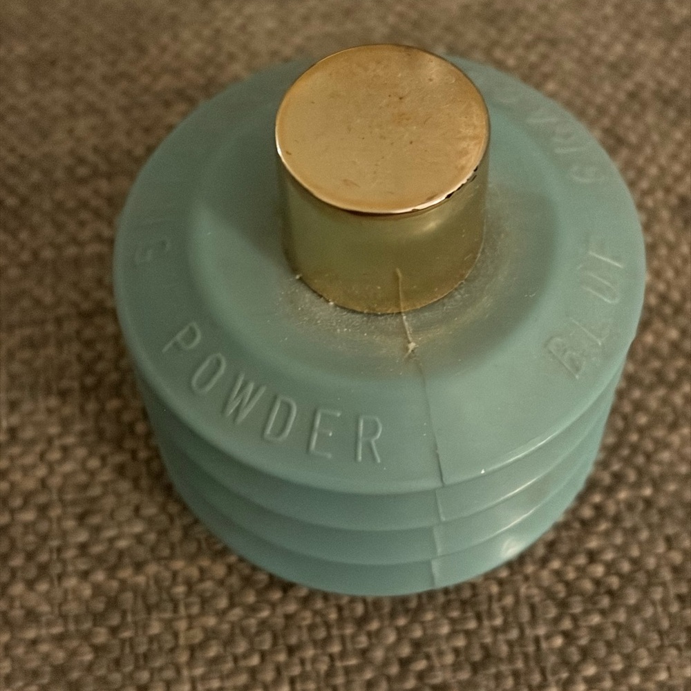 Elizabeth Arden Blue Powder Container with Gold Lid